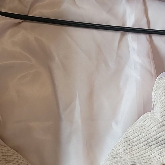 NEW women's medium beige tan corduroy puffer jacket cropped cozy coat oversized - Picture 7 of 9